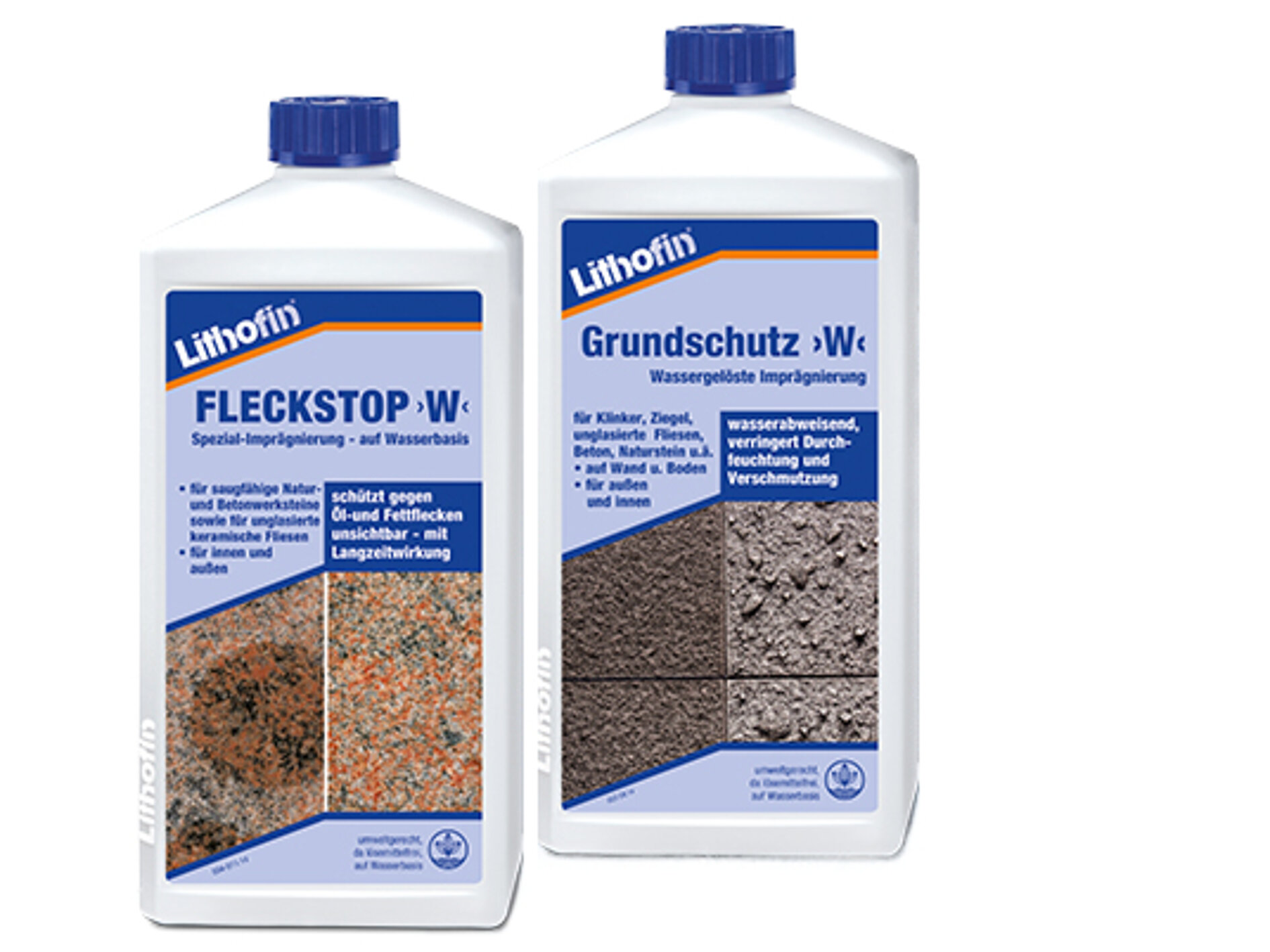 Lithofin Fleckstop W und Grundschutz W Produktbild